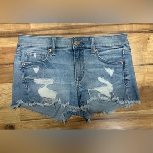 American Eagle Shortie Shorts Next Level Stretch Cut Off Low Rise Distressed  4